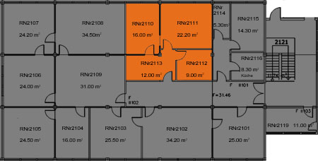 Gewerbepark Bliesen - Grundriss - RNr2113 (4 Büroräume)